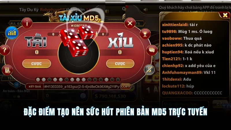 Tài xỉu MD5 - Công nghệ minh bạch, cược cực an toàn 2 Đặc điểm tạo nên sức hút phiên bản MD5 trực tuyến